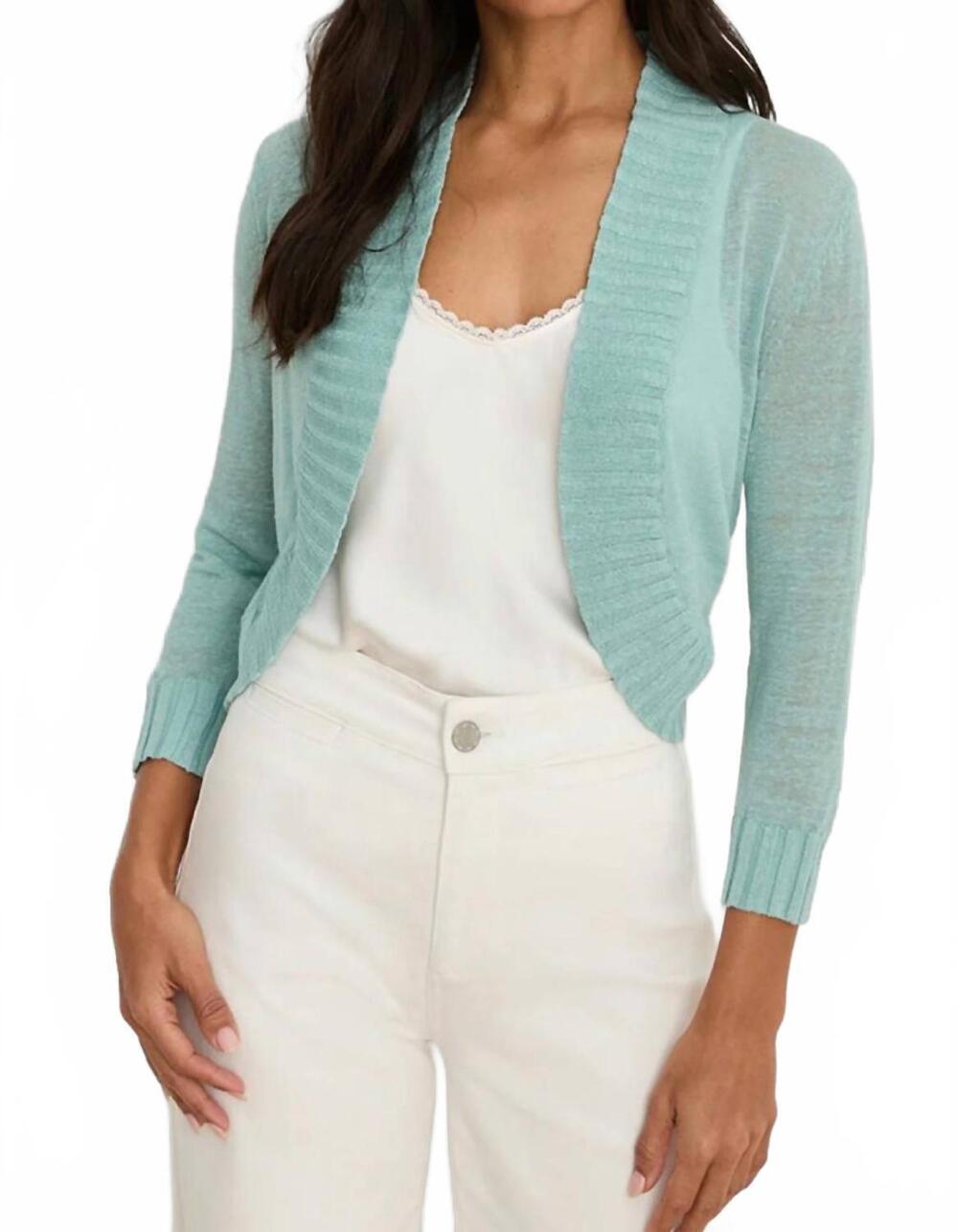 NEW NIC + ZOE bolero cardigan sweater in aquafer